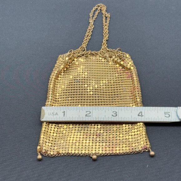 Vtg Whiting & Davis Gold Mesh Metal Change Key Purse Set Signed Made in USA NOTE - Picture 7 of 12